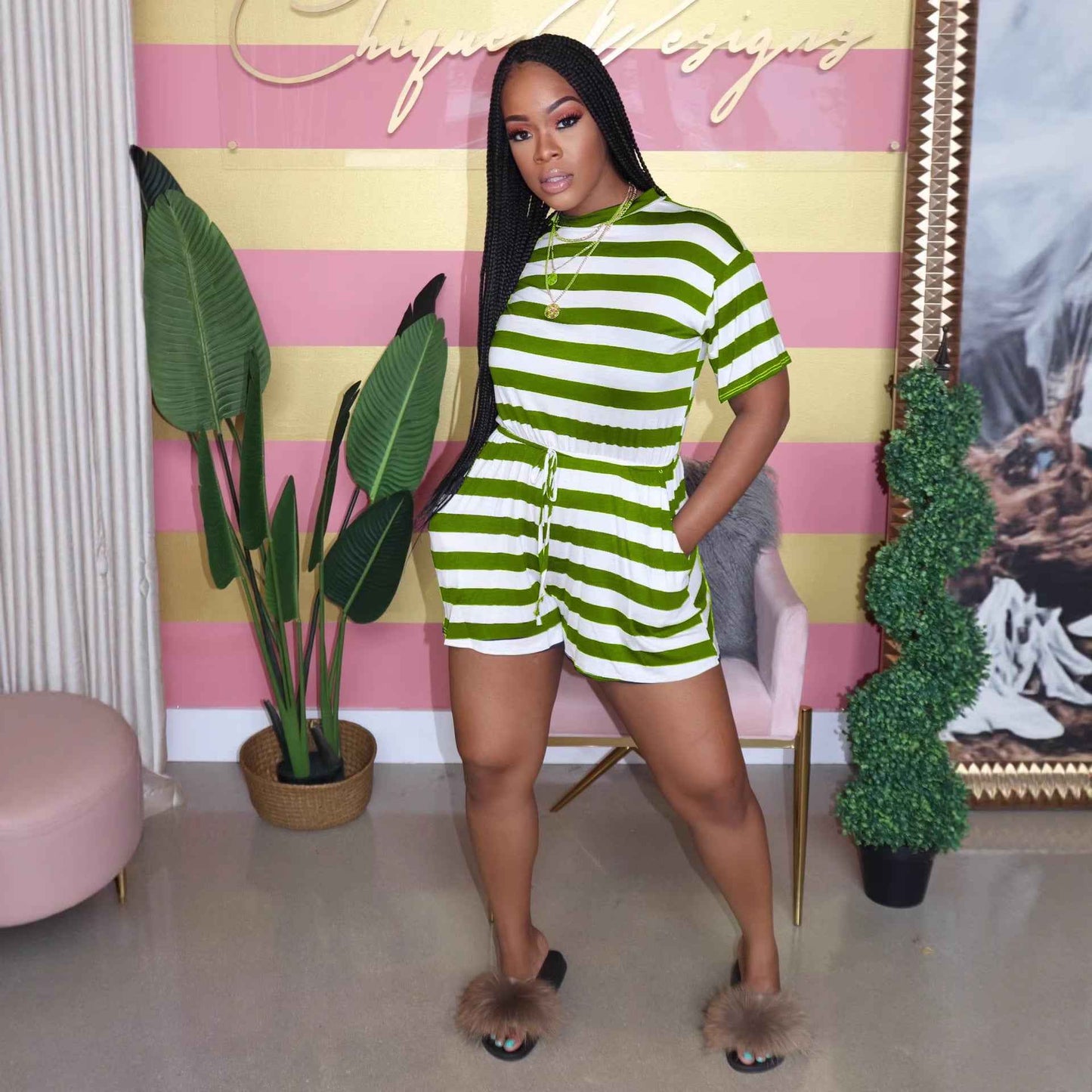 Striped Romper Set