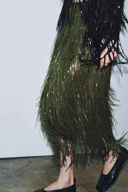 Sequin Tassels Party Skirt
