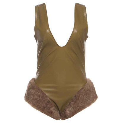 Leather Frayed Strap Jumpsuit Women