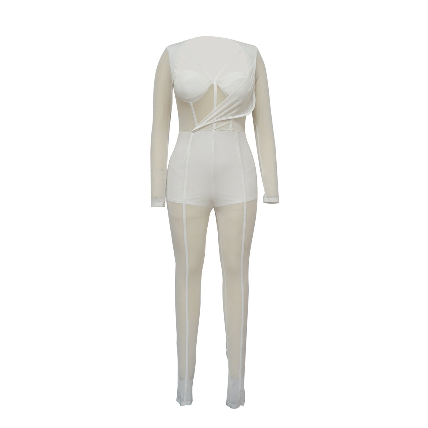 Solid Color Sexy See through Jumpsuit Women