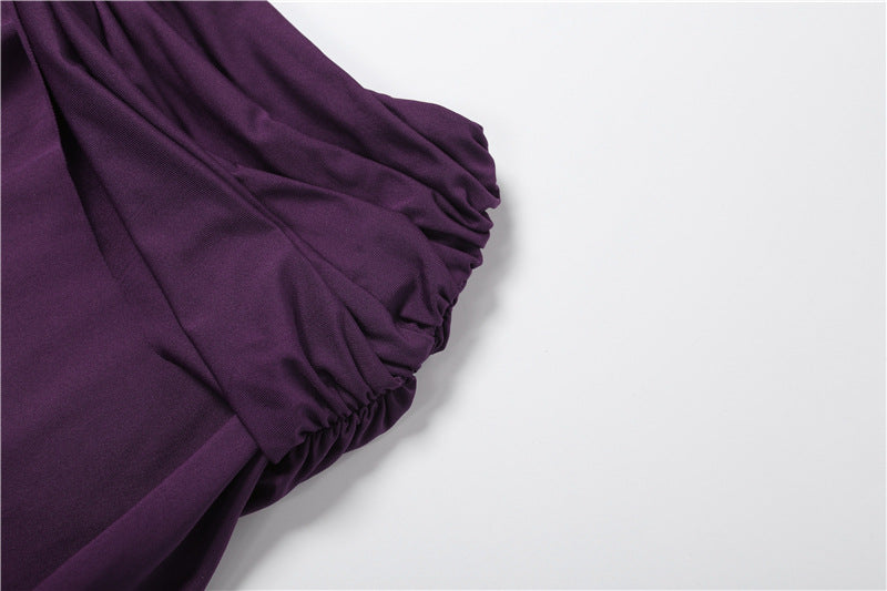 Low Cut Solid Color Irregular Asymmetric Skirt Set MUNSIEUR New Arrivals