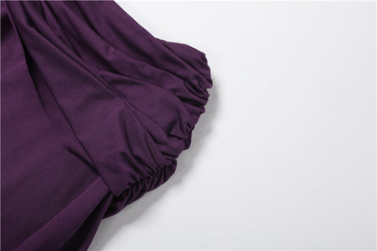 Low Cut Solid Color Irregular Asymmetric Skirt Set MUNSIEUR New Arrivals
