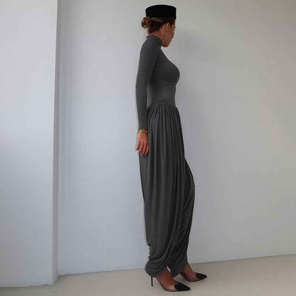 Summer Slim Fitting Solid Color Long Sleeve Jumpsuit for Women