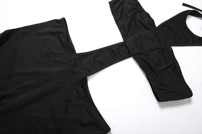 Women's Jumpsuit Cropped Outfit Halter Tight Fitting Solid Color