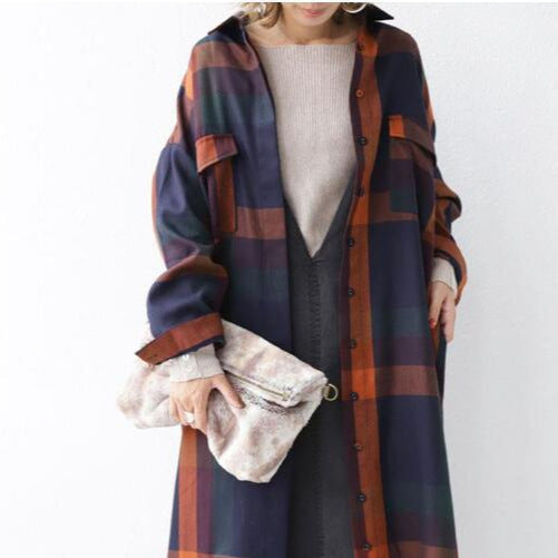 Women's 2pc Elegant Plaid Long-sleeved Cardigan Sweater Set Wide-Leg Two-Piece Set