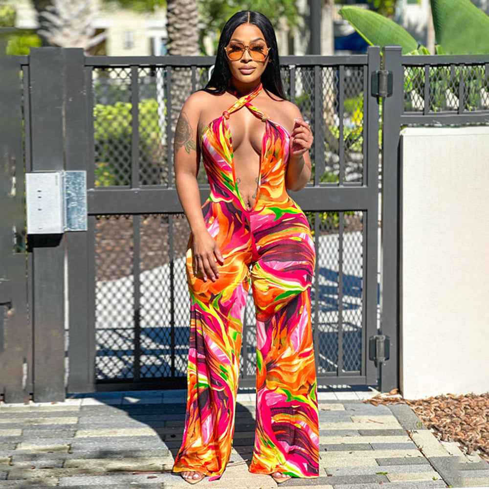 Cropped Halter Backless Jumpsuit