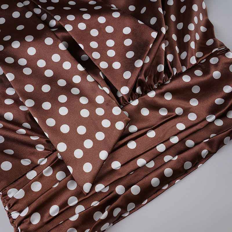 Elegance Polka Dot Cutout out Long Sleeve Blouse