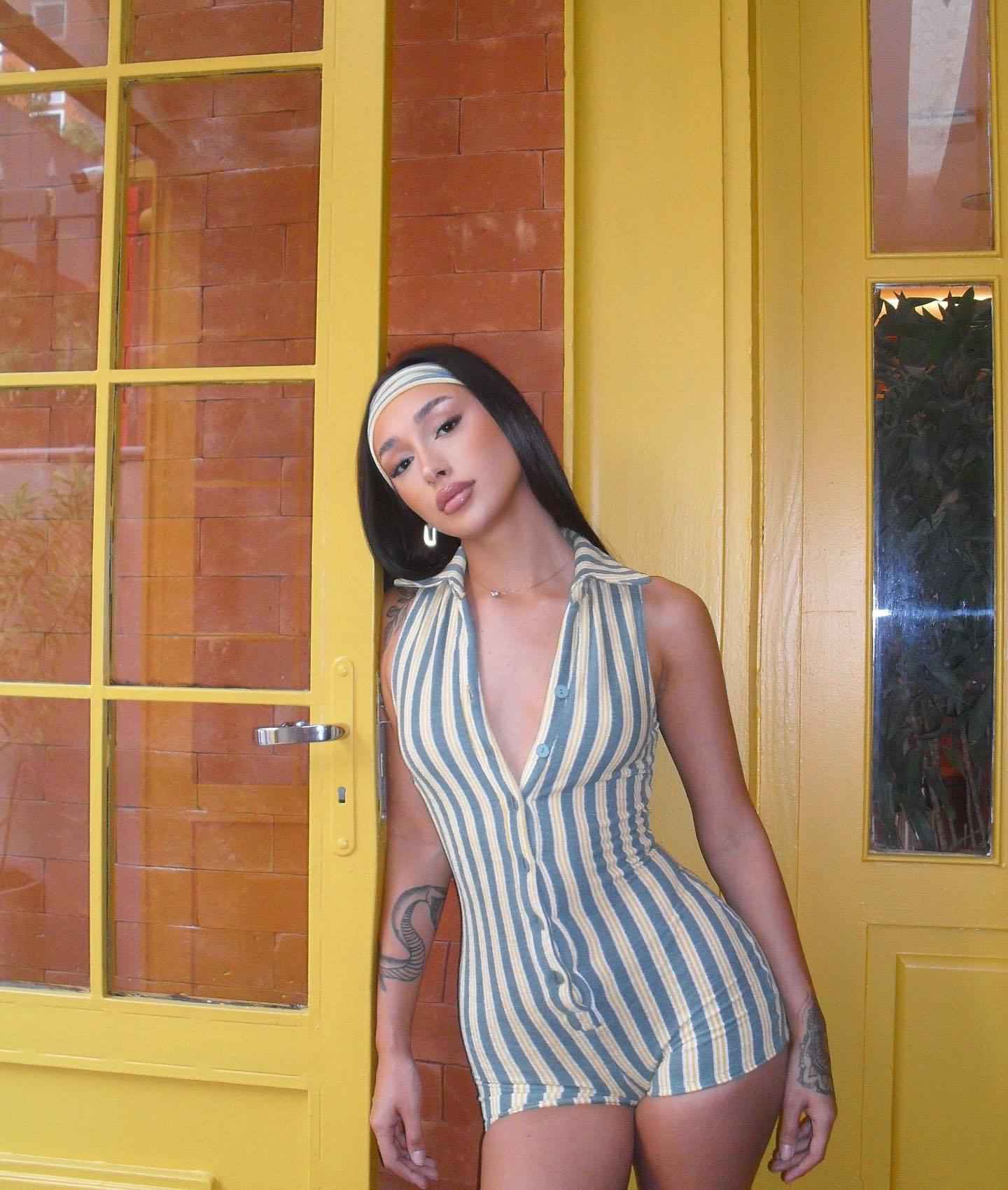Sleeveless Romper Striped Contrast Color Street Hip
