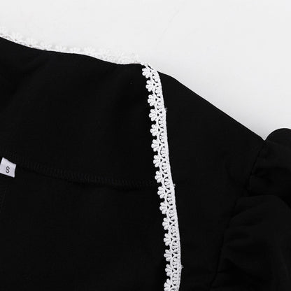 Women's Puff Sleeve Square Collar Cardigan Set Two Piece Bottoms Set MUNSIEUR