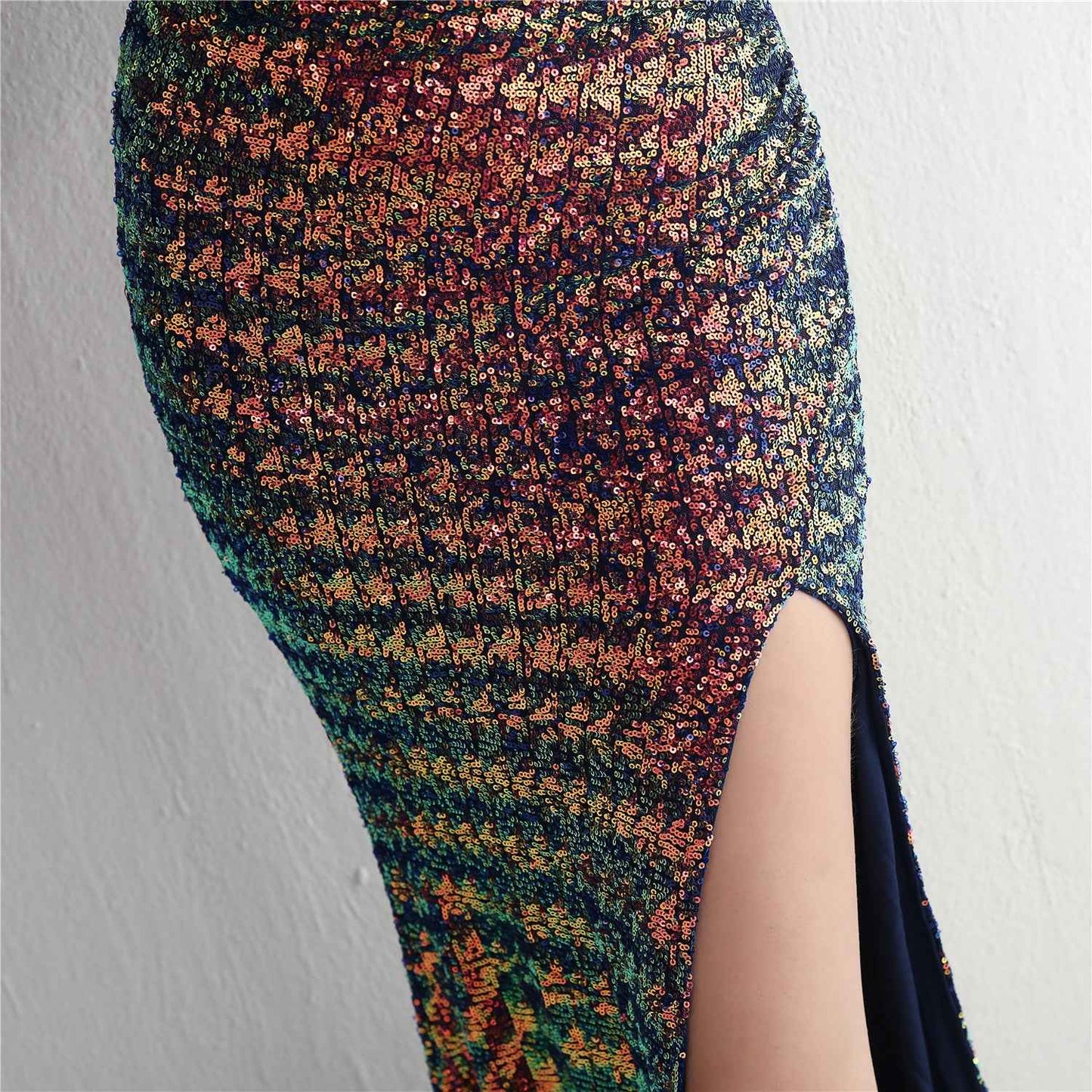 Sequined One Shoulder Appreciation Dinner Slim Fit Fishtail Wedding Dress