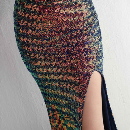 Sequined One Shoulder Appreciation Dinner Slim Fit Fishtail Wedding Dress