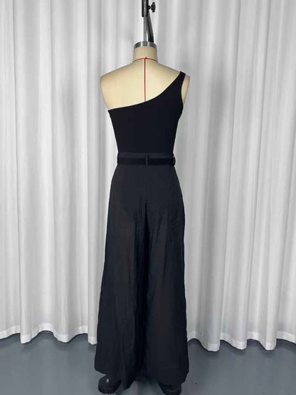 Sexy Irregular Asymmetric Shoulder Design Jumpsuit