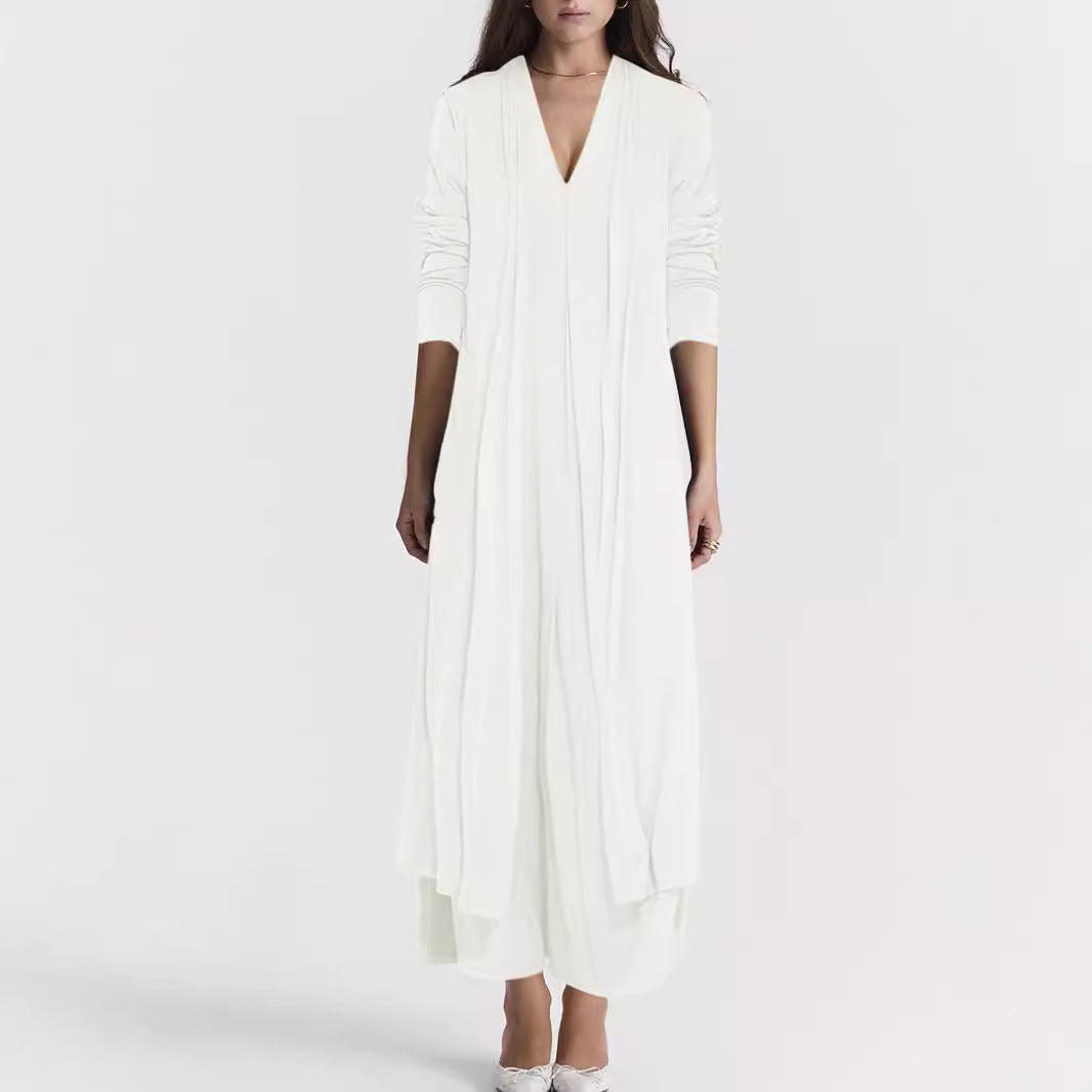 Women's Casual Solid Color And V-neck Cardigan Dress for Women