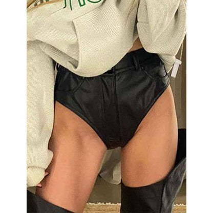 High Waist Hip Faux Leather Bottoms for Women