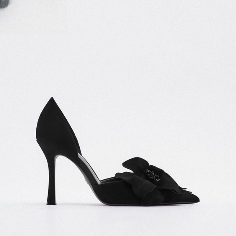 Women's Flower High Heels Women's Pointed Toe Beautiful Pumps Stiletto Heel
