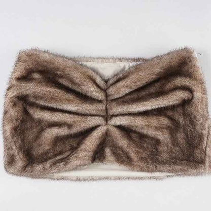 Pleated Low Waist Sexy Fur Sheath Skirt