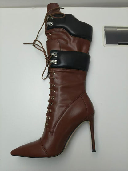 Women's Fashion Double-layer Lace-up Boots - Munsieur