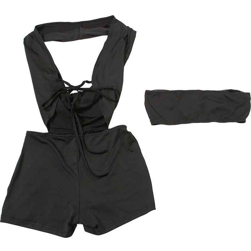 Summer Backless Lace up Romper
