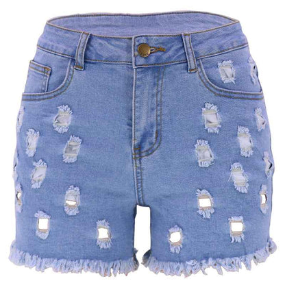 Solid Color Ripped High Waist Stretch Women's Bottoms