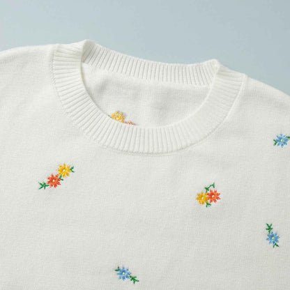 Pullover Embroidered Floral Sweater