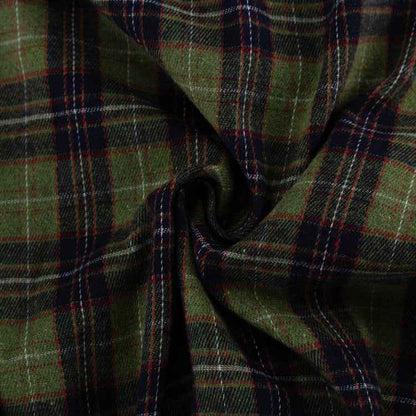 Retro Plaid Collared Long Sleeve Irregular Asymmetric Hem Cinched Blouse