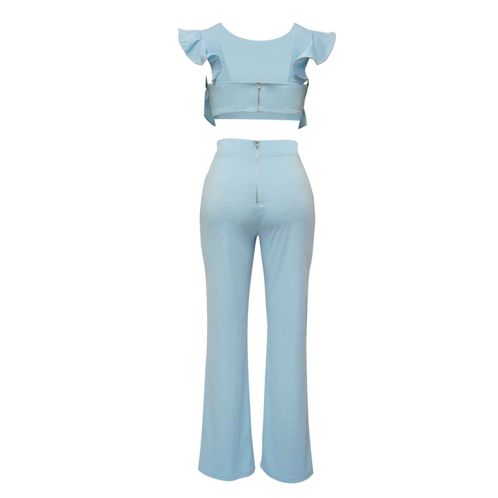 Ruffled Solid Color Jumpsuit