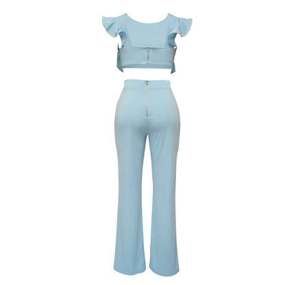 Ruffled Solid Color Jumpsuit