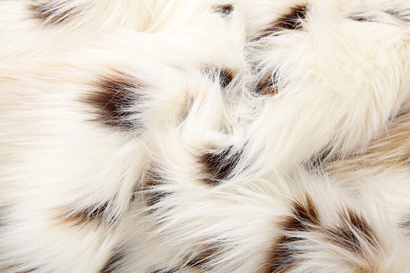 Leopard Print Spotted Long Fur Warm Long Sleeve Jacket