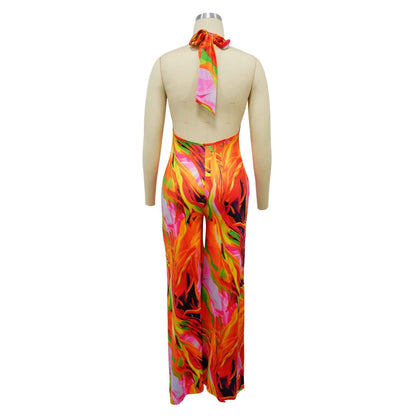 Cropped Halter Backless Jumpsuit