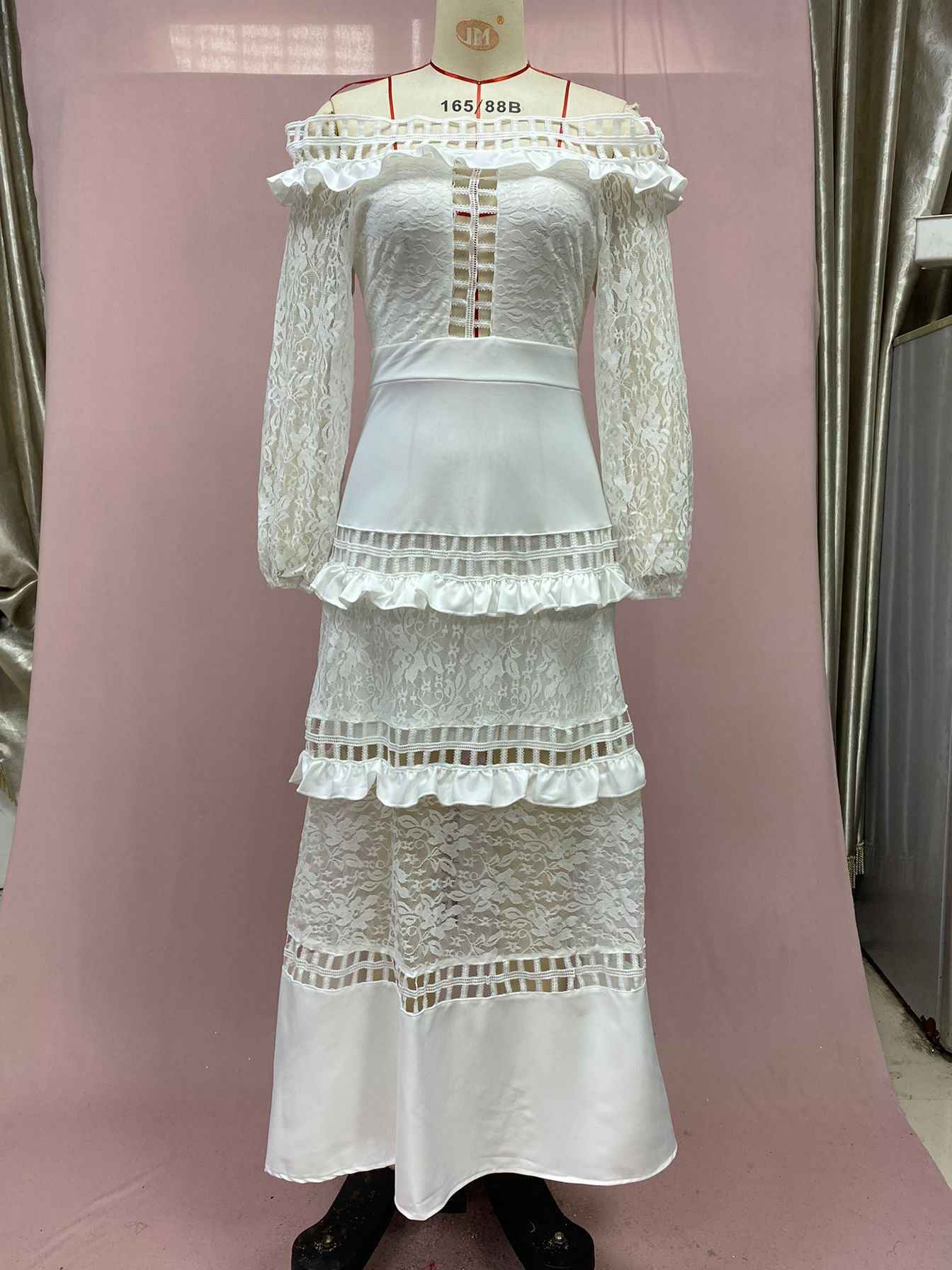 Lace Dress off Shoulder Lotus Leaf Wedding Party Cocktail Dress New Arrivals