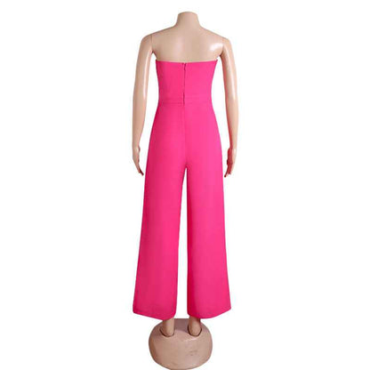 Luxury Business Elegant Business Tube Top Jumpsuit Two Piece Set