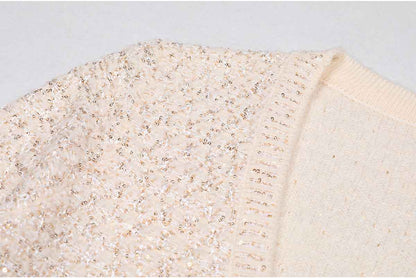 High Quality Sequined Knit Long Sleeve Cardigan Sweater