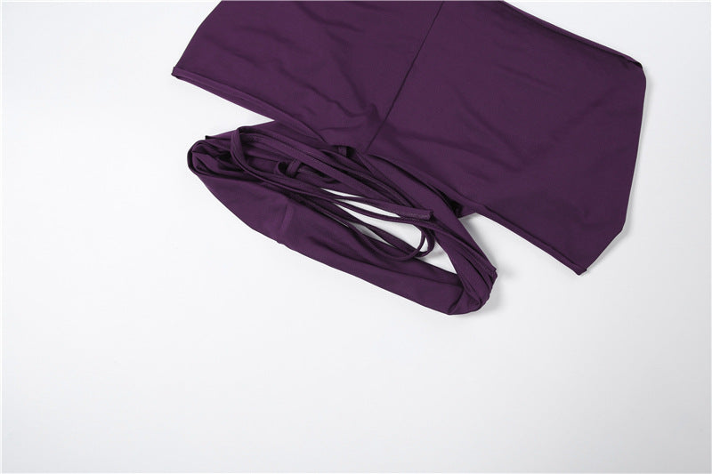 Low Cut Solid Color Irregular Asymmetric Skirt Set MUNSIEUR New Arrivals