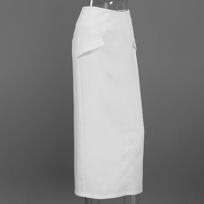 MUNSIEUR Retro Straight Skirt for Women Spring A line