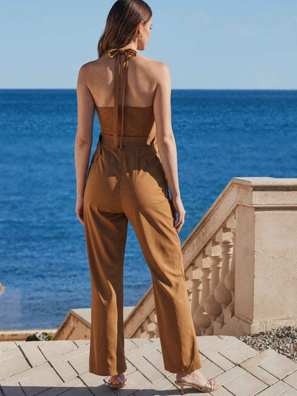 High End Simple Sleeveless Jumpsuit