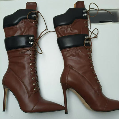 Women's Fashion Double-layer Lace-up Boots - Munsieur