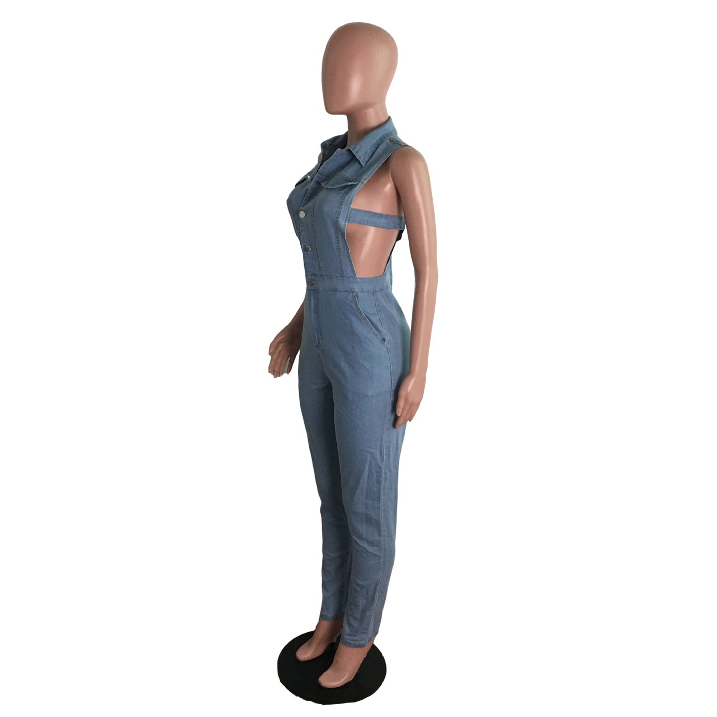 Denim Women Wear Slim Fit Jumpsuit