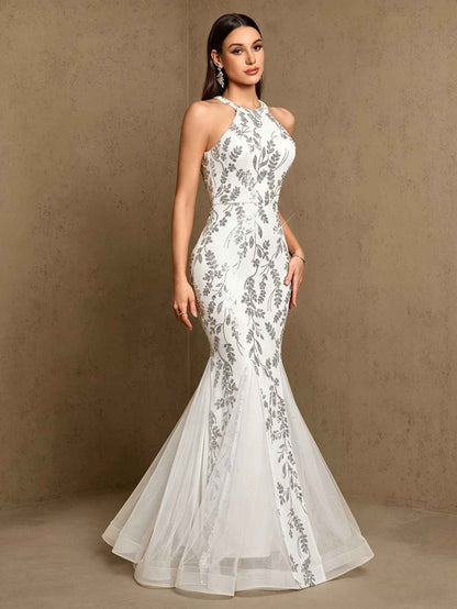 Pearl Embroidery Fishtail Evening Dress  New Arrivals