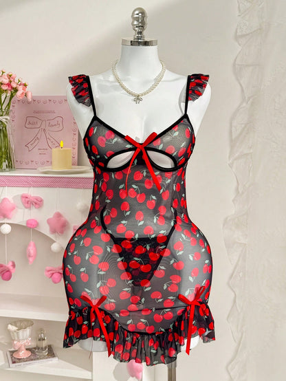 Bowknot Lingerie Printed Maid Outfit