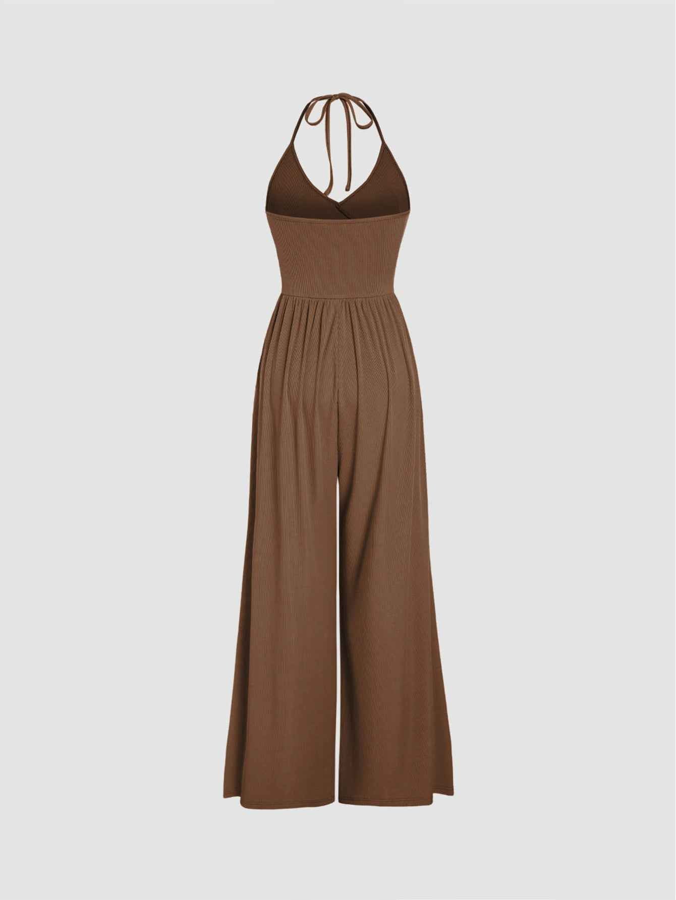 Drape Knit Lace up Halterneck Jumpsuit