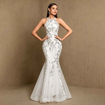 Pearl Embroidery Fishtail Evening Dress  New Arrivals