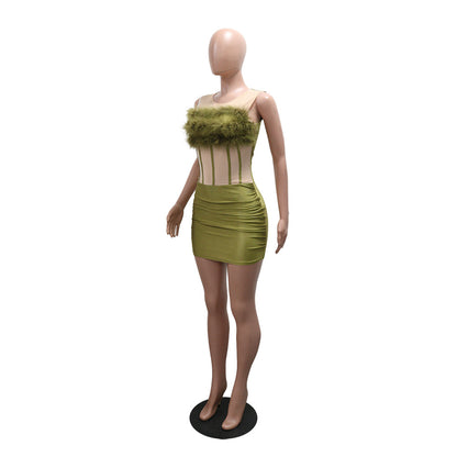 Sleeveless Furry Dress and Sheath