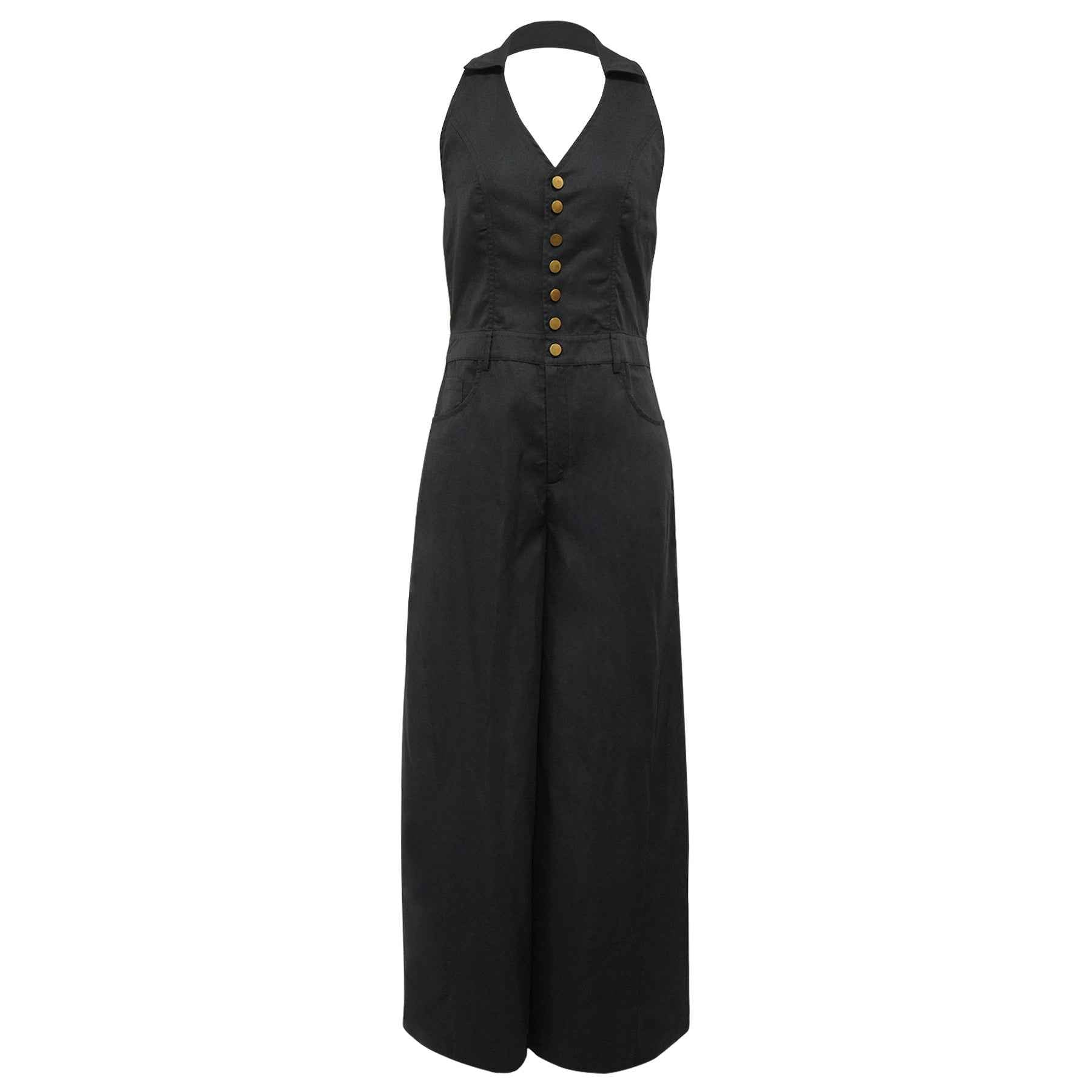 Sleeveless Backless Casual Jumpsuit w Pockets