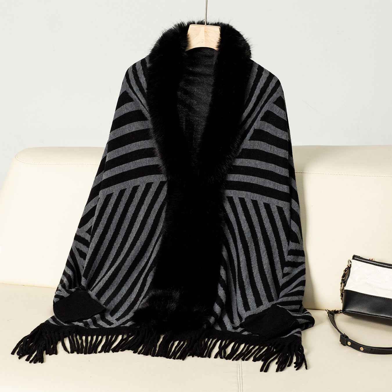 Striped Tassel Knitted Sweater for Women