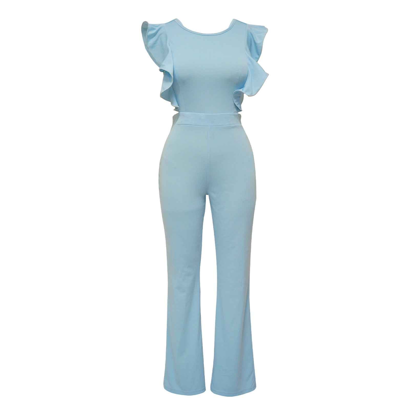 Ruffled Solid Color Jumpsuit