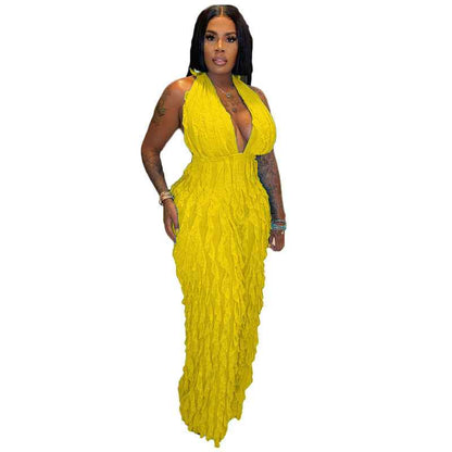Wave Pattern Sexy Bandeau High Waist Jumpsuit