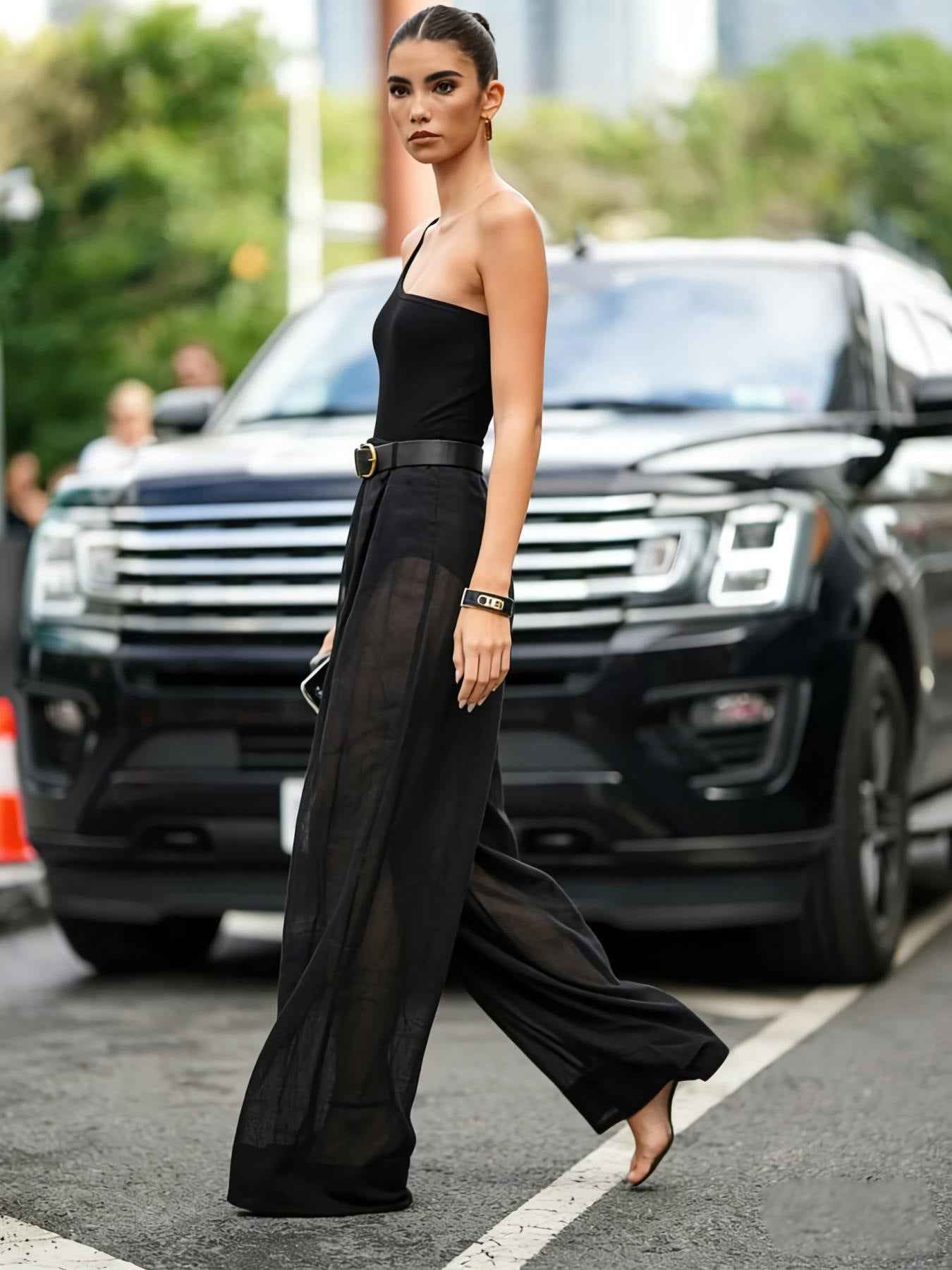 Sexy Irregular Asymmetric Shoulder Design Jumpsuit