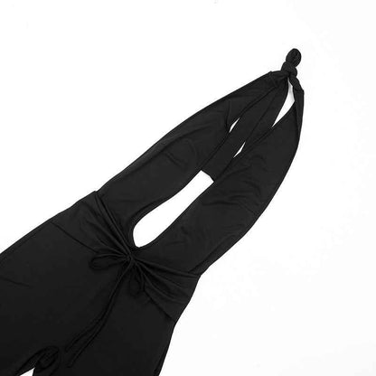 Elegant Sexy Sleeveless Deep V Plunge Halter Jumpsuit