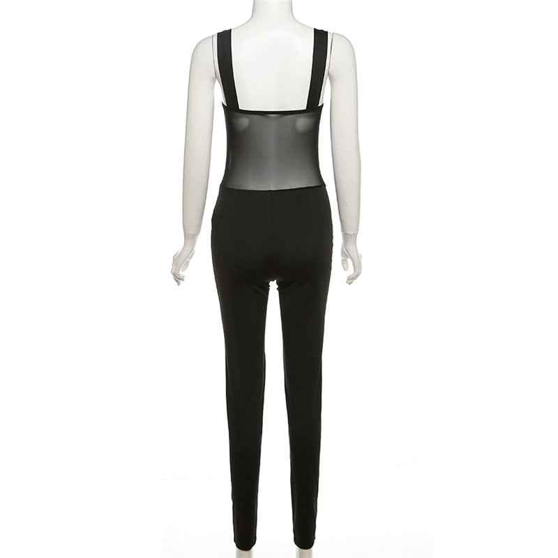 Sexy Low Cut See Through Slimming Jumpsuit