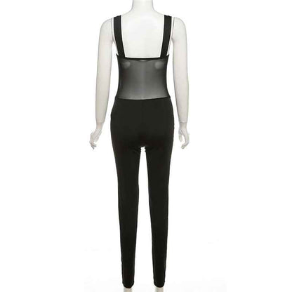 Sexy Low Cut See Through Slimming Jumpsuit